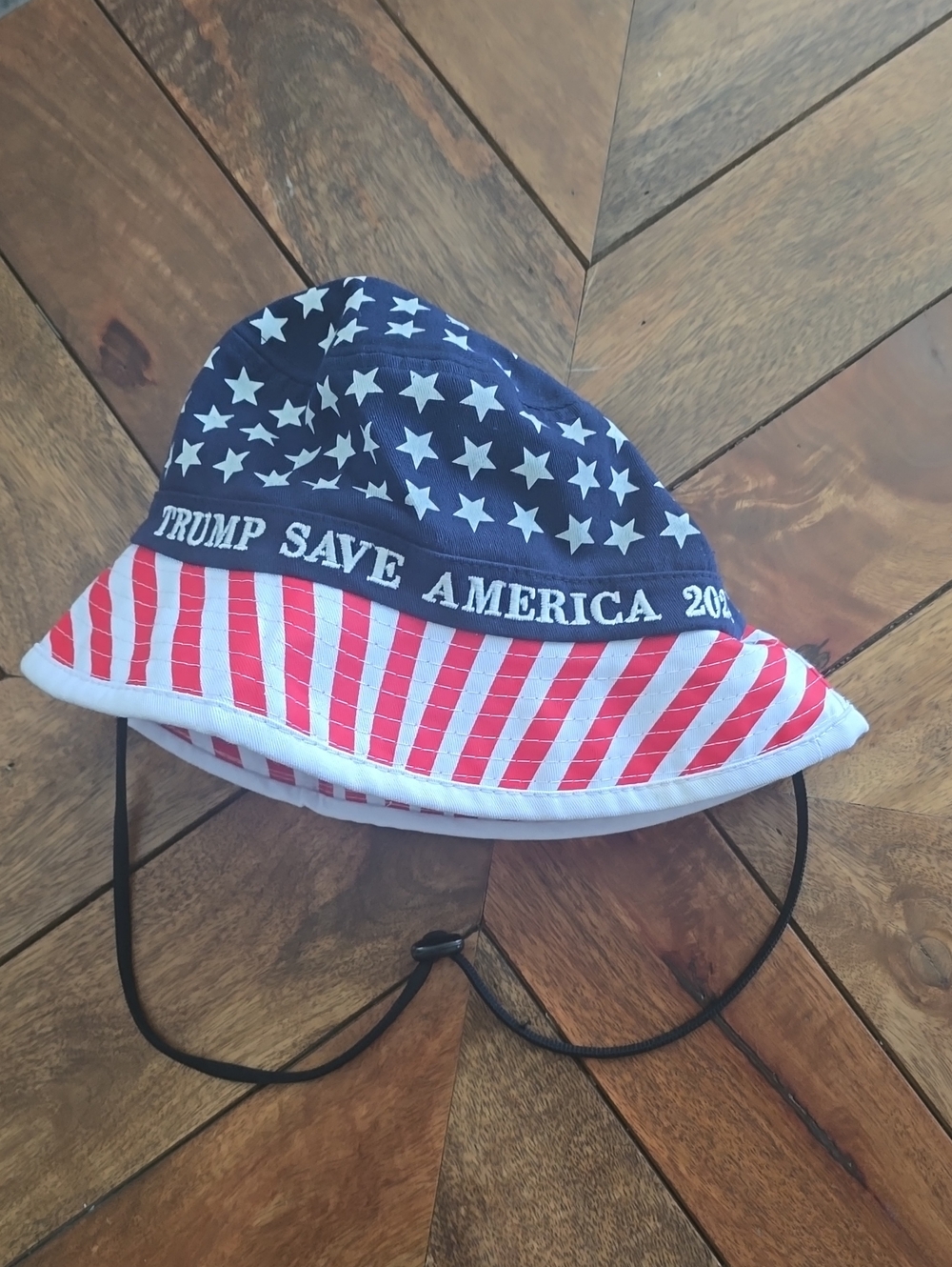 Adult UNISEX Patriotic Stars & Stripes Trump Bucket Hat - Blue/Red/White